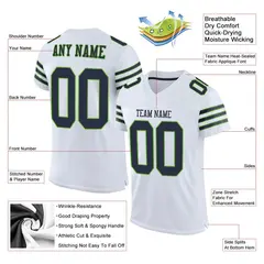 White Navy-Neon Green Classic Mesh Authentic Football Jersey 2