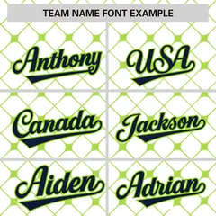 White Navy-Neon Green Plaid Authentic Baseball Jersey 3