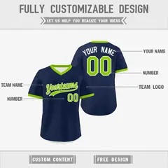White Navy Neon Green Reversible Pullover Baseball Jersey 3