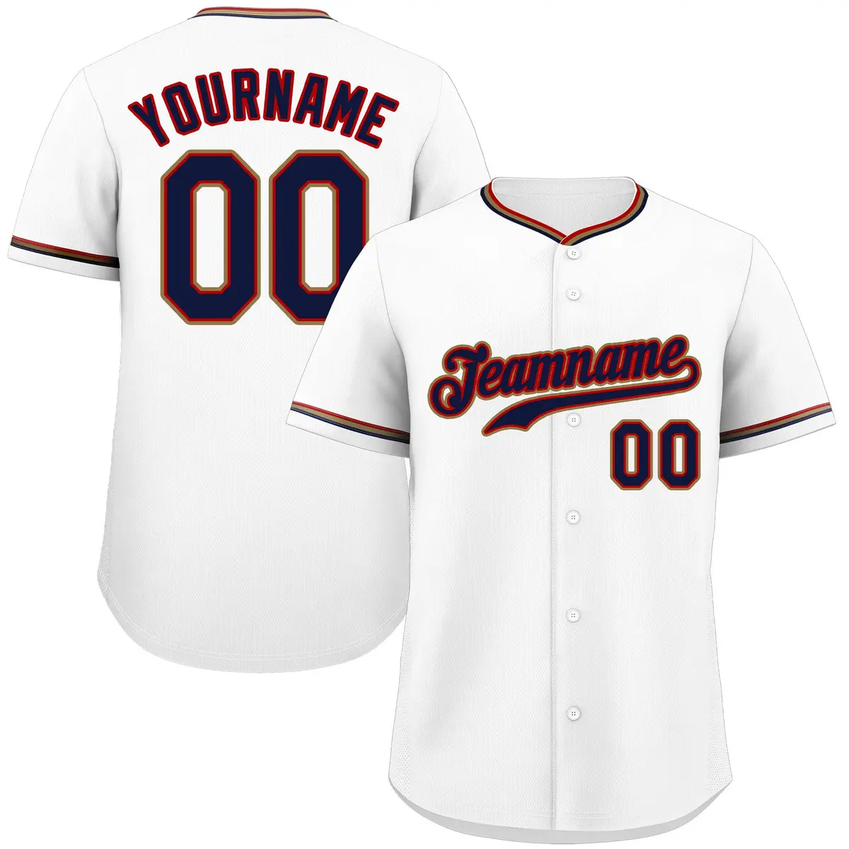 White Navy-Old Gold Classic Authentic Baseball Jersey