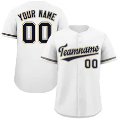 White Navy-Old Gold Classic Authentic Baseball Jersey 1