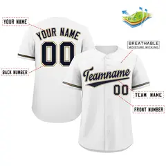 White Navy-Old Gold Classic Authentic Baseball Jersey 2