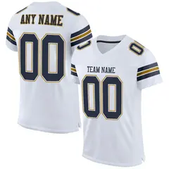 White Navy-Old Gold Classic Mesh Authentic Football Jersey 1