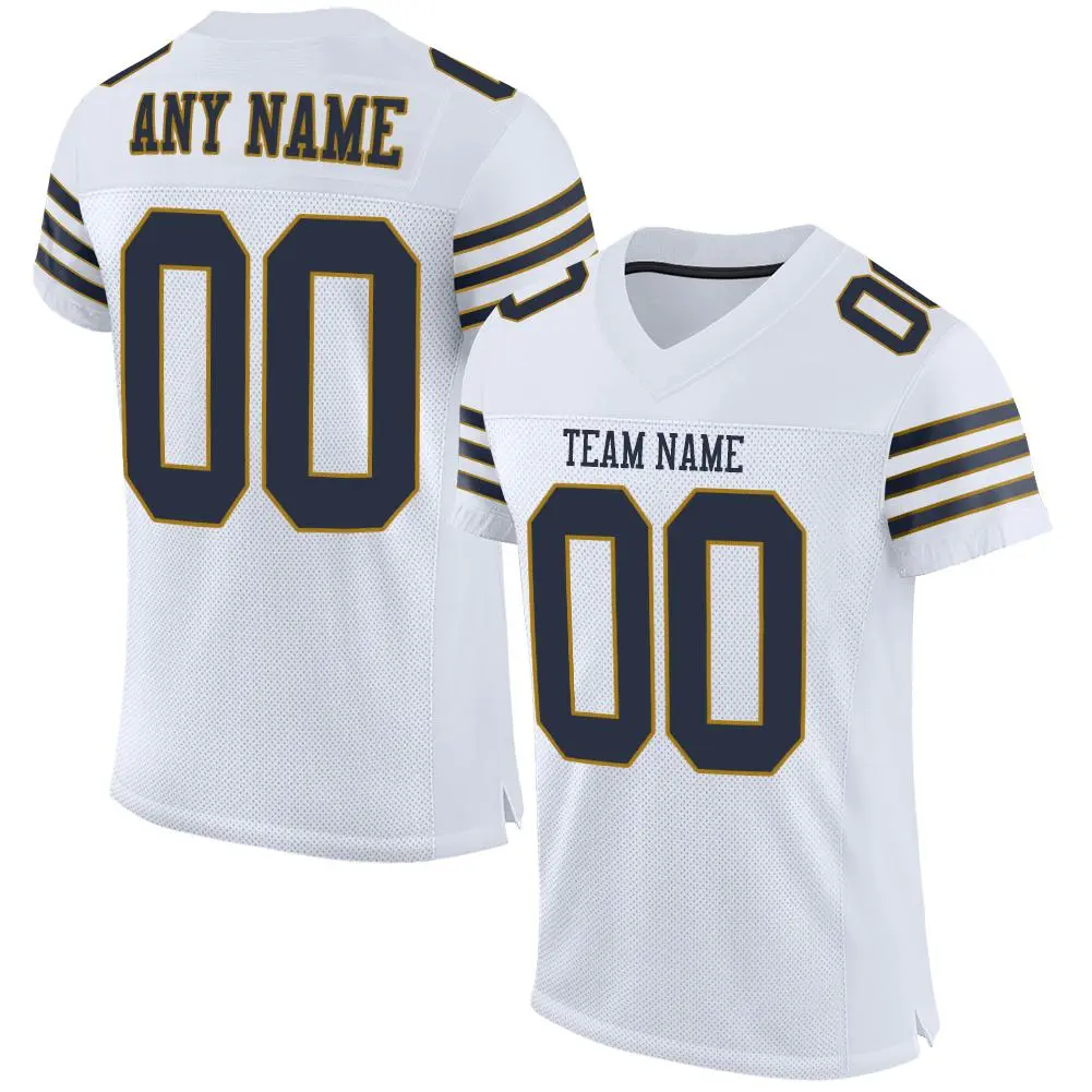 White Navy-Old Gold Classic Mesh Authentic Football Jersey