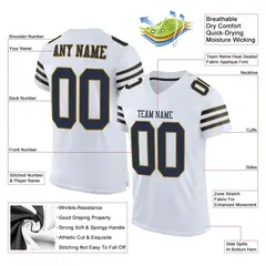 White Navy-Old Gold Classic Mesh Authentic Football Jersey 2