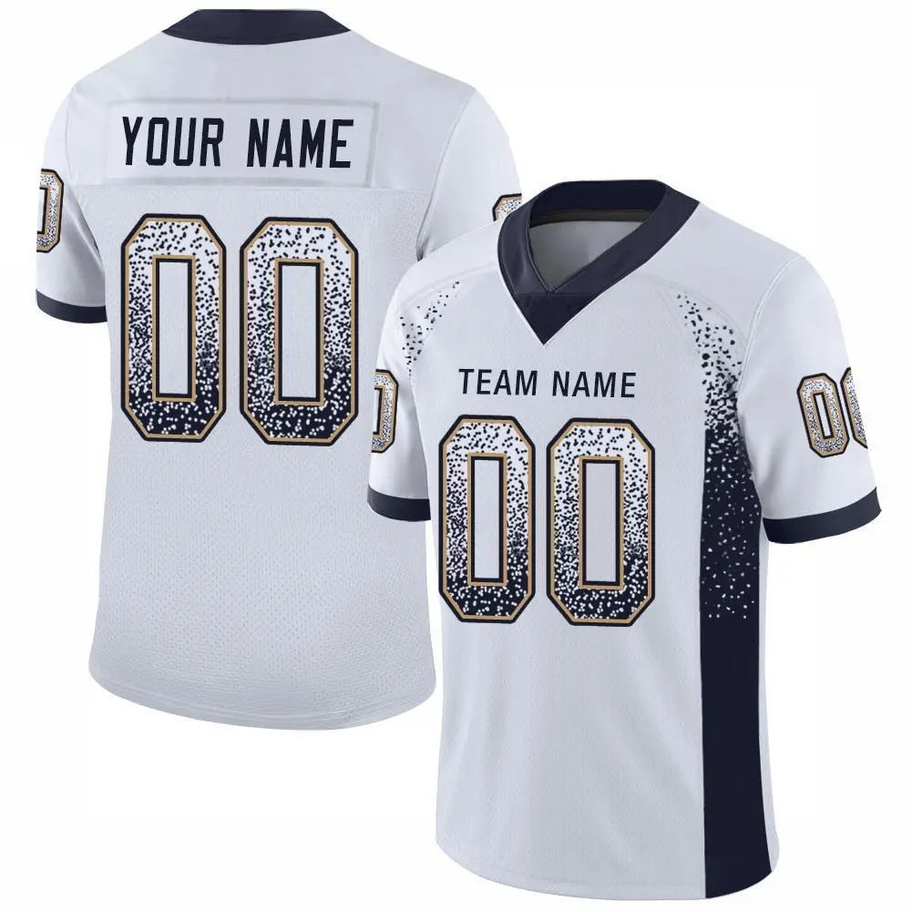 White Navy-Old Gold Drift Mesh Football Jersey