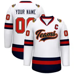 White Navy Old Gold-Red Classic Hockey Jersey