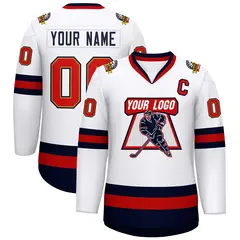 White Navy Old Gold-Red Classic Hockey Jersey