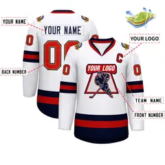 White Navy Old Gold-Red Classic Hockey Jersey 2