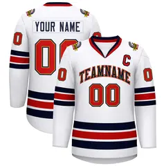 White Navy Old Gold-Red Classic Hockey Jersey