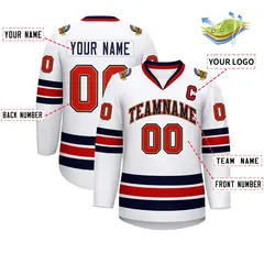 White Navy Old Gold-Red Classic Hockey Jersey 2
