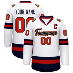 White Navy Old Gold-Red Classic Hockey Jersey 1