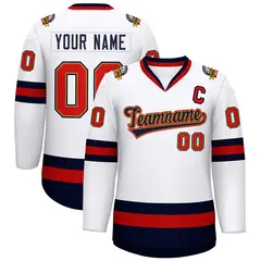 White Navy Old Gold-Red Classic Hockey Jersey