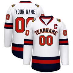 White Navy Old Gold-Red Classic Hockey Jersey 1