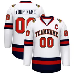 White Navy Old Gold-Red Classic Hockey Jersey 1