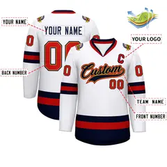 White Navy Old Gold-Red Classic Hockey Jersey 2