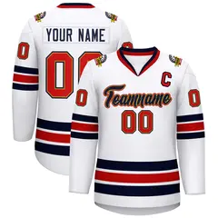 White Navy Old Gold-Red Classic Hockey Jersey 1