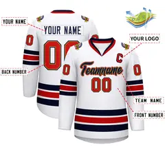 White Navy Old Gold-Red Classic Hockey Jersey 2