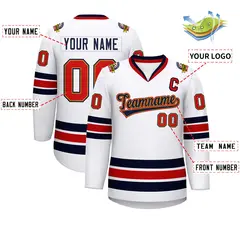 White Navy Old Gold-Red Classic Hockey Jersey 2