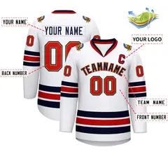 White Navy Old Gold-Red Classic Hockey Jersey 2