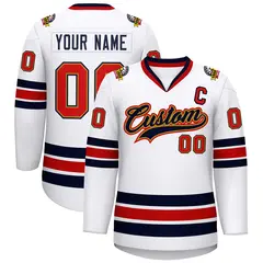 White Navy Old Gold-Red Classic Hockey Jersey 1