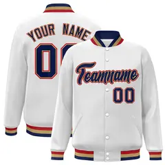 White Navy-Old Gold Varsity Full-Snap Letterman Jacket 1