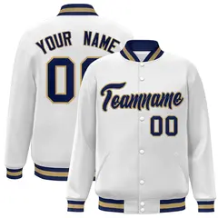 White Navy-Old Gold Varsity Full-Snap Letterman Jacket 1