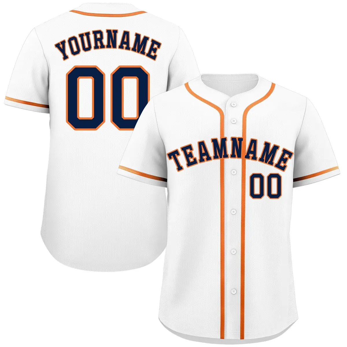 White Navy-Orange Bull Classic Authentic Baseball Jersey
