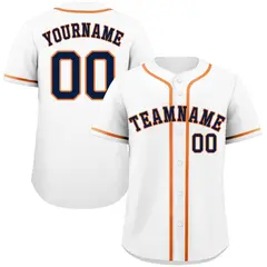 White Navy-Orange Bull Classic Authentic Baseball Jersey 1