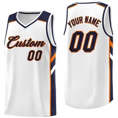 White Navy-Orange Classic Men/Boy Athletic Basketball Jersey
