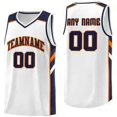 White Navy-Orange Classic Men/Boy Athletic Basketball Jersey