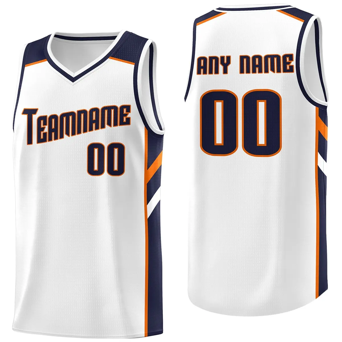 White Navy-Orange Classic Men/Boy Athletic Basketball Jersey