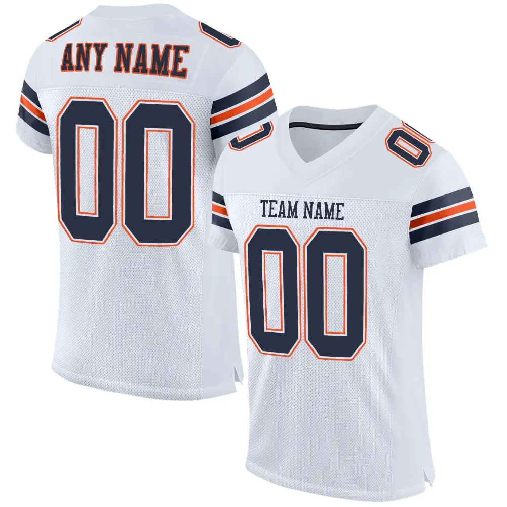White Navy-Orange Classic Mesh Authentic Football Jersey