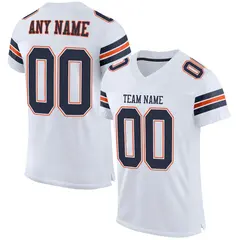 White Navy-Orange Classic Mesh Authentic Football Jersey 1