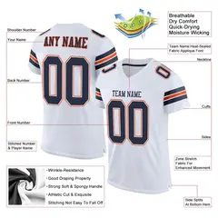 White Navy-Orange Classic Mesh Authentic Football Jersey 2