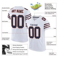 White Navy-Orange Classic Mesh Authentic Football Jersey 2