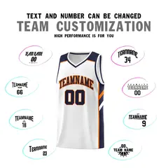 White Navy-Orange Classic Sets Basketball Uniform Jersey 4