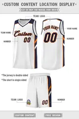 White Navy-Orange Classic Sets Basketball Uniform Jersey 2