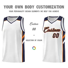 White Navy-Orange Classic Sets Basketball Uniform Jersey 3