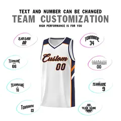 White Navy-Orange Classic Sets Basketball Uniform Jersey 4