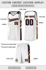 White Navy-Orange Classic Sets Basketball Uniform Jersey 2