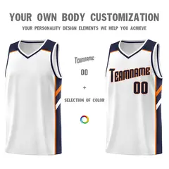 White Navy-Orange Classic Sets Basketball Uniform Jersey 3