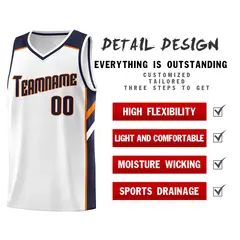 White Navy-Orange Classic Sets Basketball Uniform Jersey 5