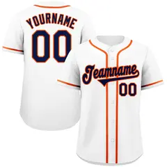 White Navy-Orange Classic Style Baseball Jersey 1