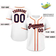 White Navy-Orange Classic Style Baseball Jersey 2