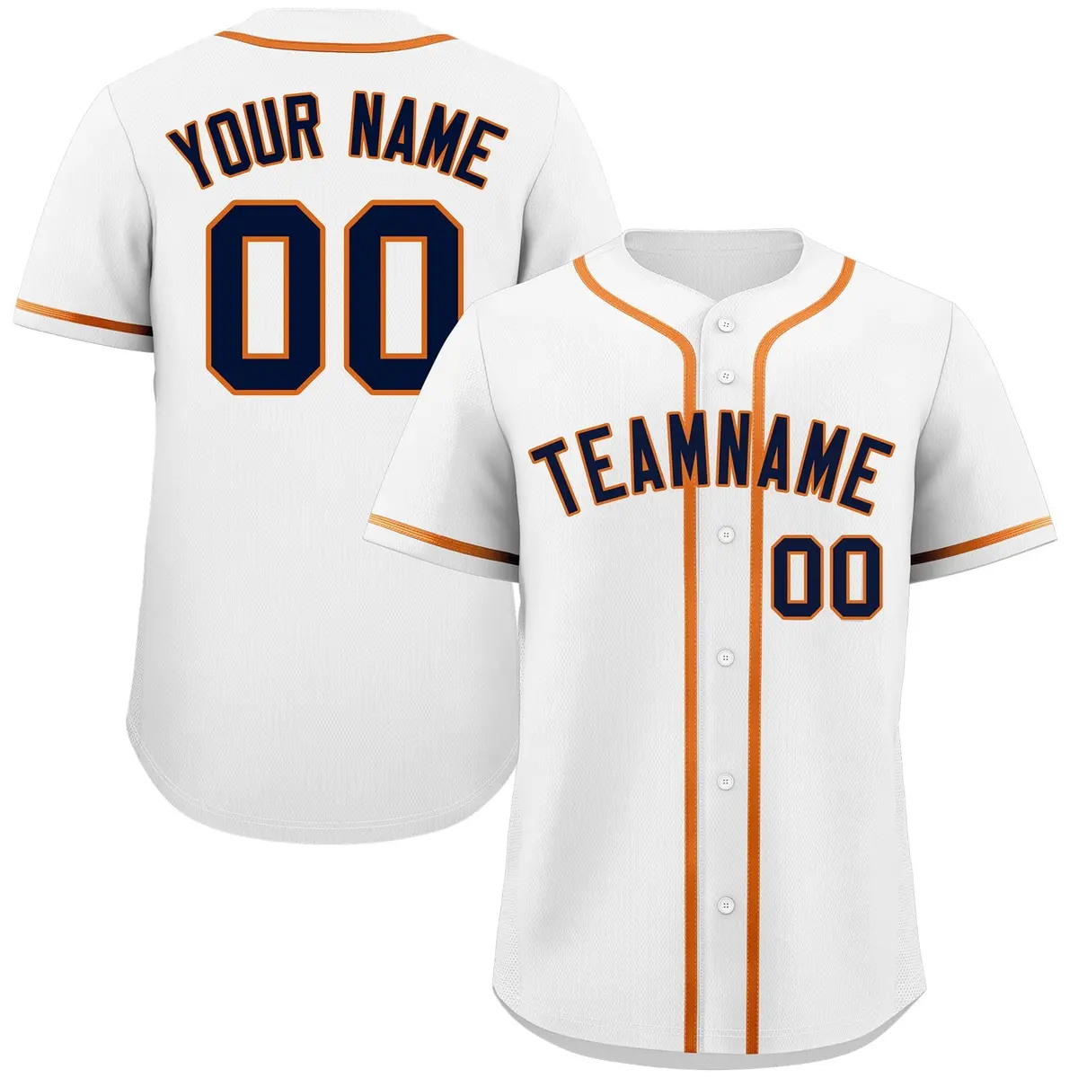 White Navy-Orange Classic Style Baseball Jersey