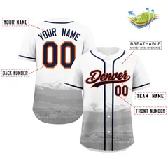 White Navy-Orange Denver City Skyline Baseball Jersey 2