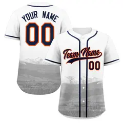White Navy-Orange Denver City Skyline Baseball Jersey
