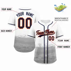White Navy-Orange Denver City Skyline Baseball Jersey 2