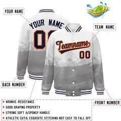 White Navy-Orange Denver Skyline Track Varsity Full-Snap Jacket 2